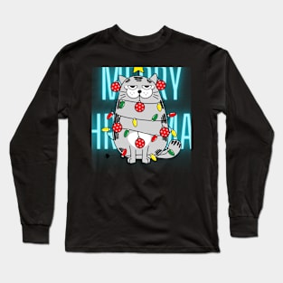 Merry Christmas Cat Long Sleeve T-Shirt